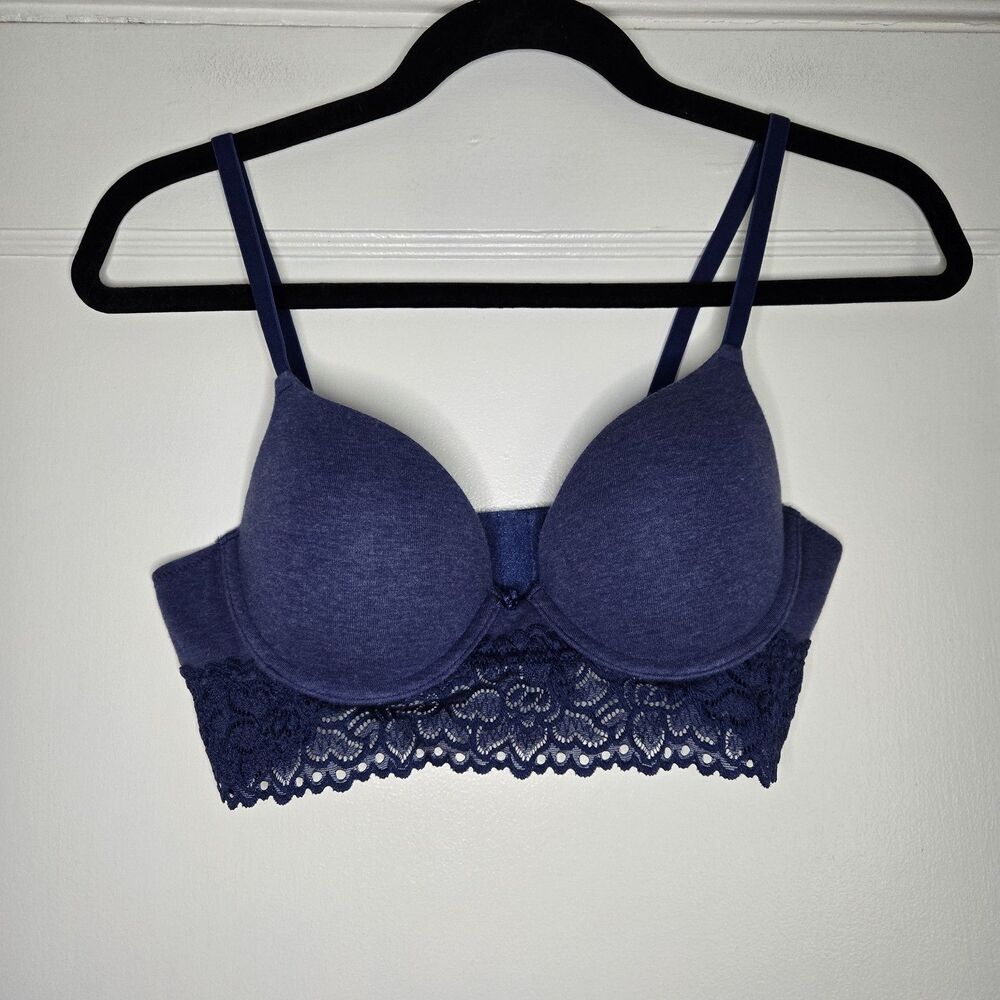 Aerie Blue Lace Balconette Bra Womens 36B Adjustable Strap Underwire